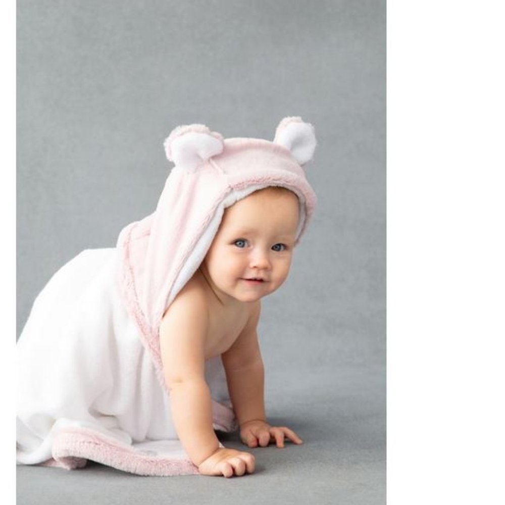 NEW! Little Giraffe Luxe Hooded Towel in WHITE / PINK